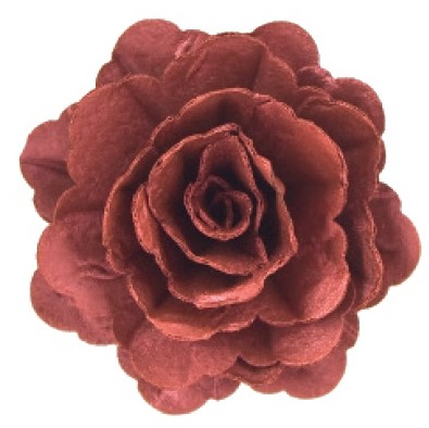 Dekorace oplatková - Růže velká 55 mm, burgundy perleť, 3 ks