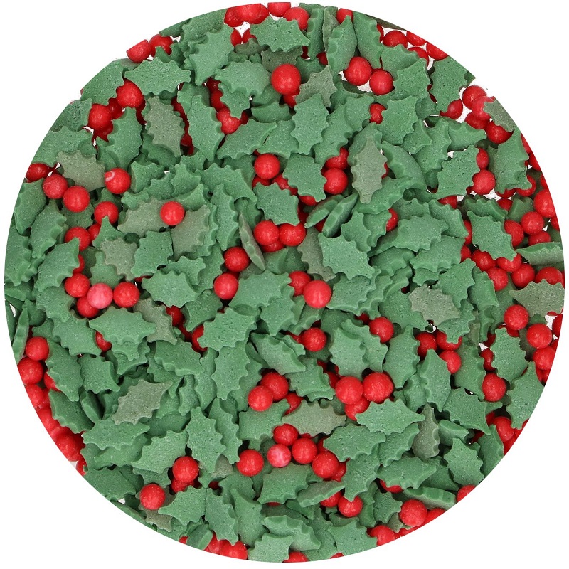 FunCakes Cukrové zdobení Holly Mix Cesmína 55g