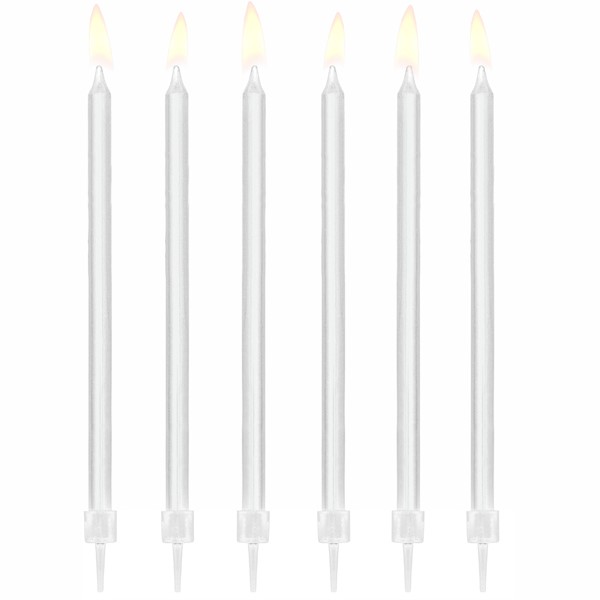PartyDeco Svíčky bílé 14 cm 12 ks