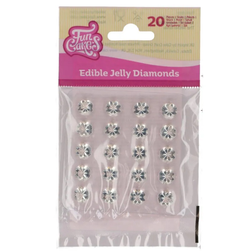 FunCakes Jedlé diamanty Čiré 20 ks