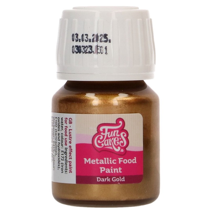 FunCakes Metalická jedlá barva Tmavě zlatá 30 ml