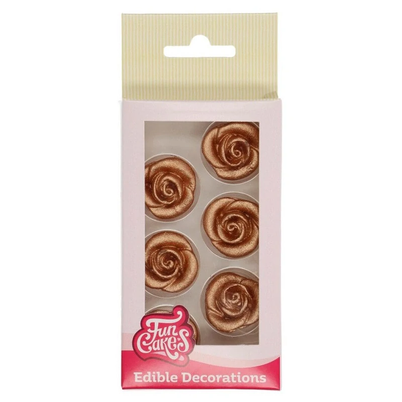 FunCakes Marcipánová dekorace Růže bronzová 6 ks