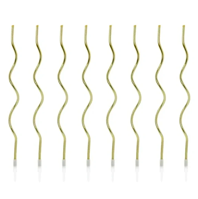 PartyDeco Svíčky Vlnky zlaté 14 cm 8 ks