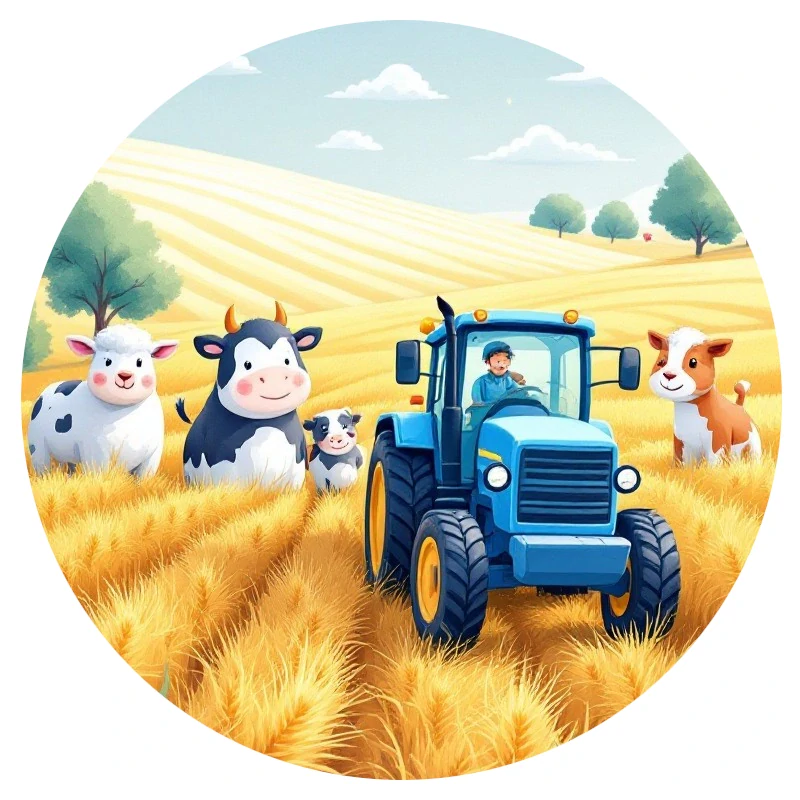 Obrázek Jedlý papír na dort Traktor a krávy
