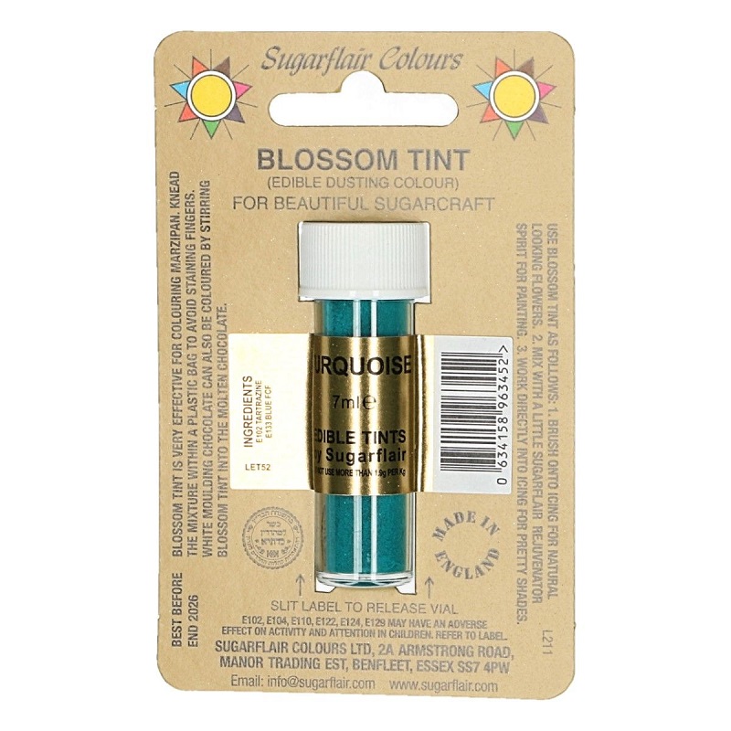 Sugarflair Jedlá prachová barva, TF, 7 ml, Turquoise (Tyrkysová)