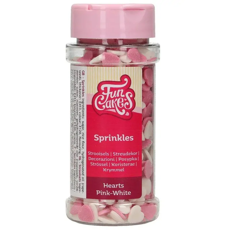 FunCakes Cukrové zdobení Srdíčka růžové a bílé 60 g