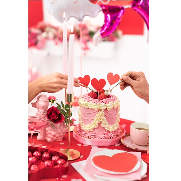 PartyDeco Zápichy Červená srdce 6 ks