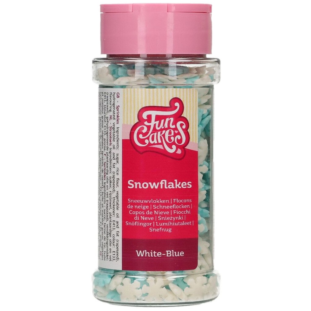 FunCakes Cukrové zdobení Sněhové vločky bílo-modré 50g