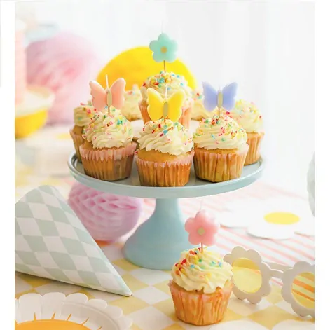 PartyDeco Svíčky motýlci a kytky 5 ks