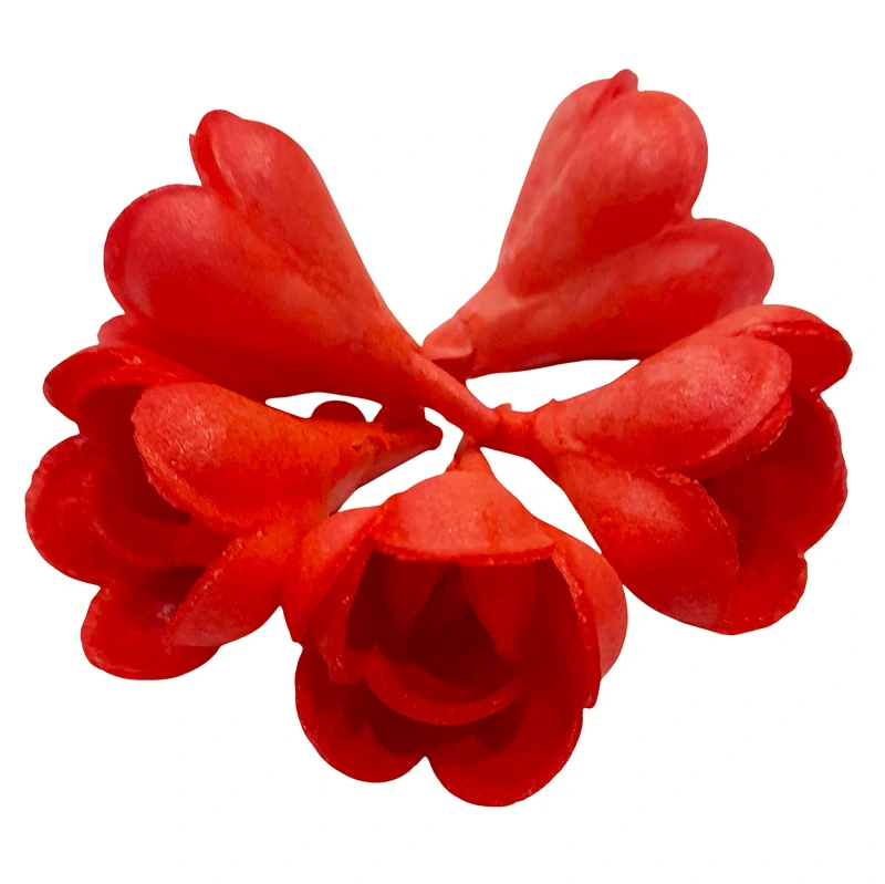 Dekorace oplatková - Růže poupě, červená, 5 ks