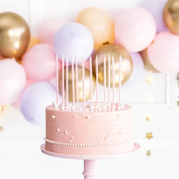 PartyDeco Svíčky růžové 14 cm 12 ks 