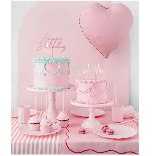 PartyDeco Zápich Happy Birthday růžový