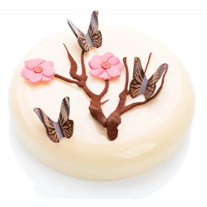 Dekorace čokoládová Růžová Magnolie 12 ks