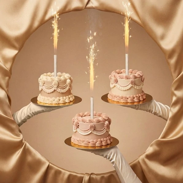 PartyDeco Dortová fontána Bílá 12 cm 1 ks