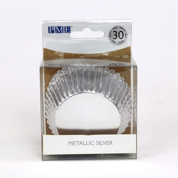 PME Košíčky papírové s fólií Stříbrné metalické v.28xpr.50mm; 30 ks