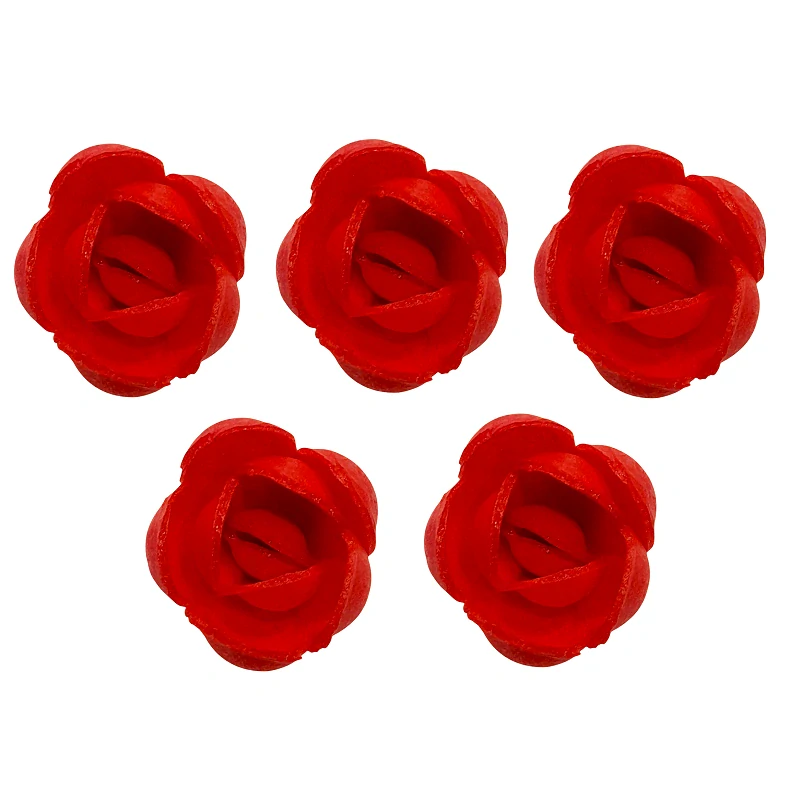 Dekorace oplatková - Růže poupě, červená, 5 ks