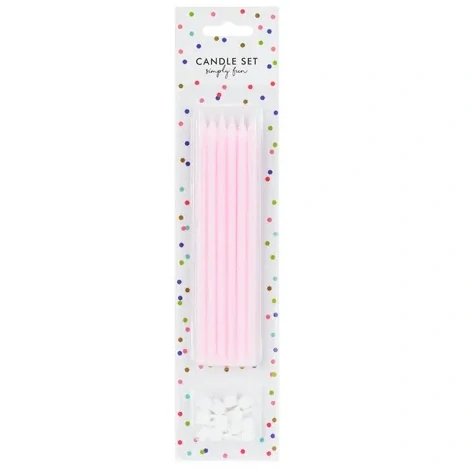 PartyDeco Svíčky růžové 14 cm 12 ks 