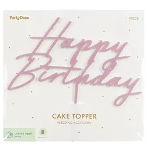 PartyDeco Zápich Happy Birthday růžový