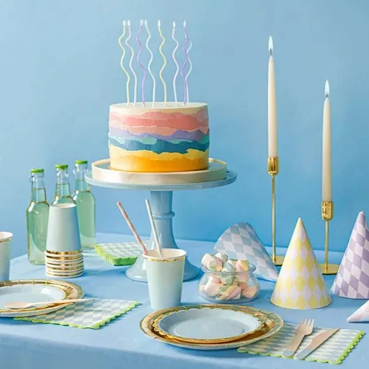 PartyDeco Svíčky Vlnky mix 14 cm 8 ks