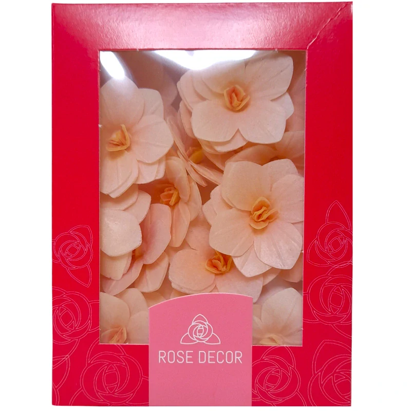 Dekorace oplatková - Hortenzie pudrová 18 ks