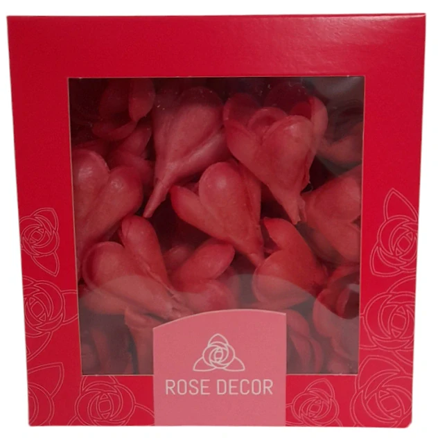 Dekorace oplatková - Růže poupě, červená, 5 ks