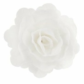Dekorace oplatková -  Růže MAXI bílá 12,5 cm