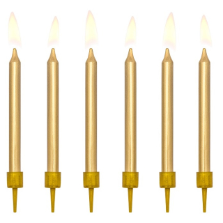 PartyDeco Svíčky zlaté 6 cm 6 ks