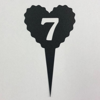 Zápich Číslo, černá, srdce č. 7