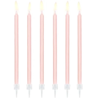 PartyDeco Svíčky růžové 14 cm 12 ks 