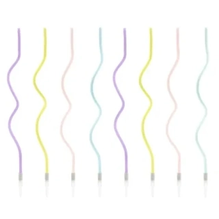 PartyDeco Svíčky Vlnky mix 14 cm 8 ks